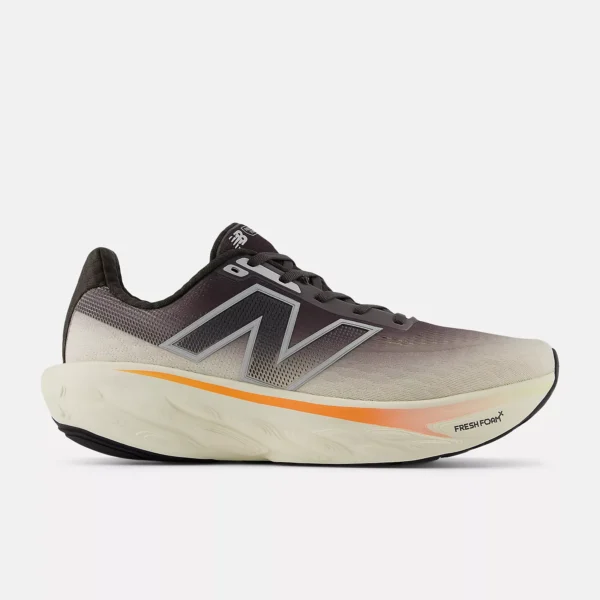 Fresh Foam 1080 mens running shoe Black Cement with Angora and Hot Mango