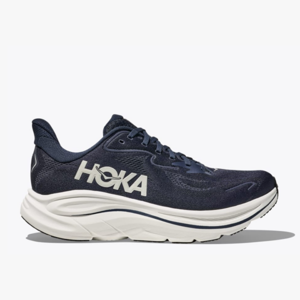 Navy Clifton 10 Navy / white running shoe on white background