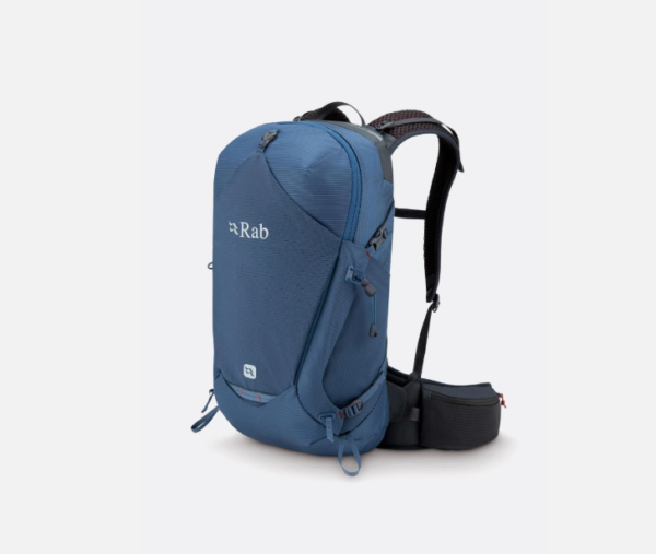 Rab Protium 27 Litre medium sized hiking day pack. Tempest Blue